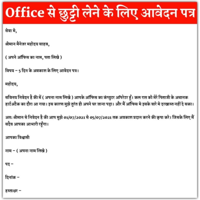 application letter in hindi